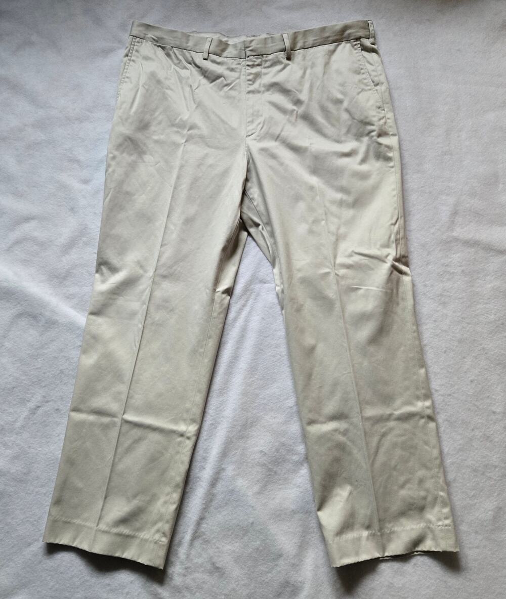 Lands End Men's Khaki Chino Pants, 100% Cotton, Traditional Fit, size 42 x 30